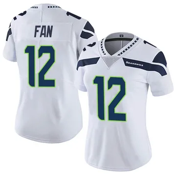 Limited Men's 12th Fan White Jersey - Football Seattle Seahawks Platinum  Size 40/M