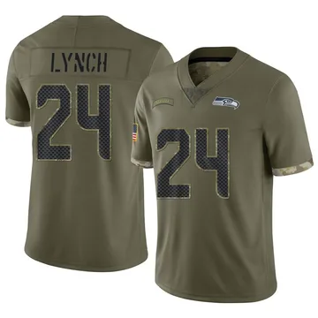 Limited Men's Marshawn Lynch Green Jersey - #24 Football Seattle Seahawks  Salute to Service Tank Top Size 40/M