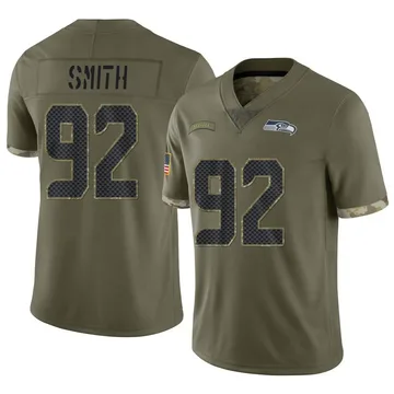 Men's Limited Seattle Seahawks NO.7 Geno Smith 2022 Salute To Service Jersey  - Olive